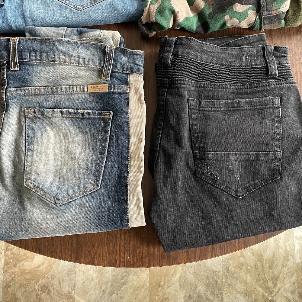 LOT OF 8 MEN'S PANTS JEANS SWEATPANTS JOGGERS SIZE 36 38 LARGE - Picture 2 of 9